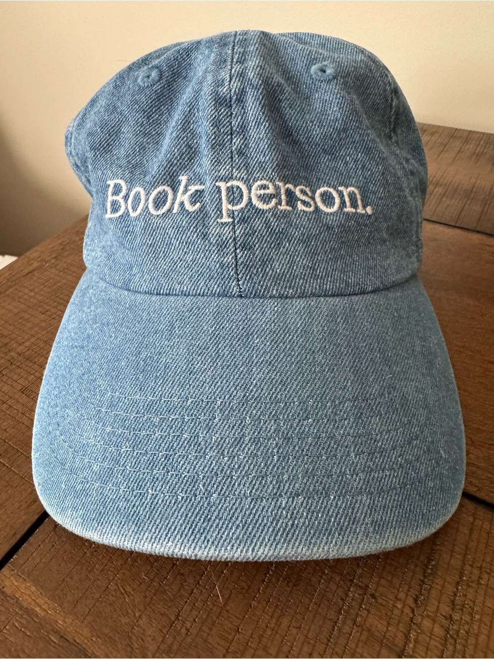 Book of the Month Denim Baseball Cap Embroidered "Book Person" Adjustable Hat